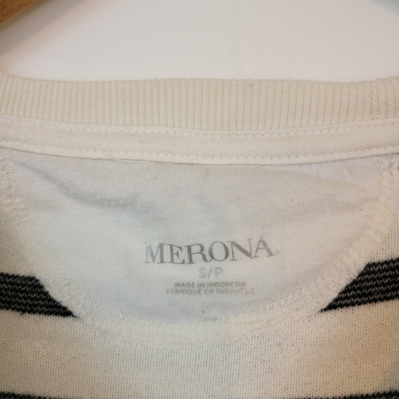 Merona Pulled Knit Striped Crewneck Pullover Cotton Blend Sweater Black & white - Picture 3 of 11